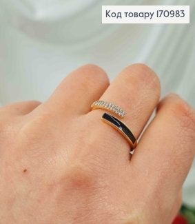 Перстень з чорною емаллю та камінчиками, Xuping 18K 170983 фото