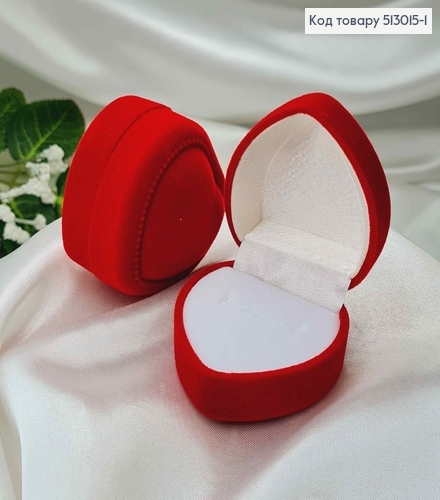 Коробка велюр, сердечко красное с белой серединкой 5*5*2,5см 513015-1 фото 1
