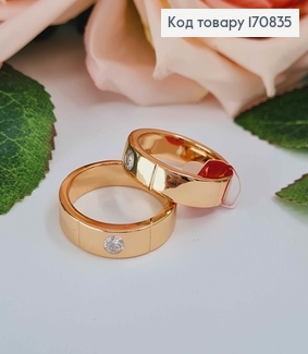 Перстень, обручка, з камінчиком, шир. 5мм,  Xuping 18K  170835 фото