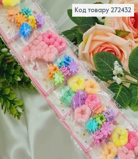 Набор детских резинок и крабиков с цветочками, 10уп/наб. 272432 фото