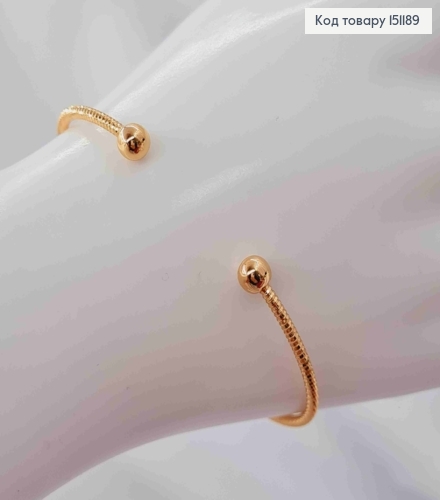 Браслет овальний, гранений з двома Кульками, довжина 18см, Xuping 18K 151189 фото 2