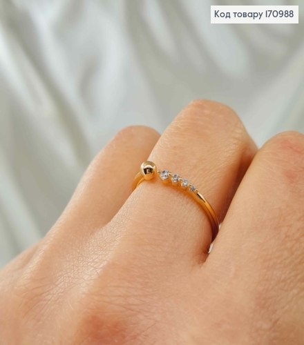 Перстень тоненький з Камінцями, Xuping 18К 170988 фото 1
