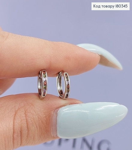 Серьги кольца с цветными камнями родированным медзолото Xuping 180345 фото 1