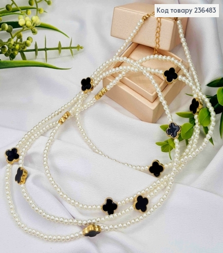 Бижутерия на шею с перламутровыми бусинами и Van Cleef, 160см, Золотого цвета. 236483 фото 3