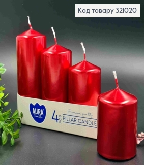 Набір свічок циліндр ЧЕРВОНИХ, BISPOL(ростовка) 4 шт (33, 22, 16, 11 годин) 321020 фото