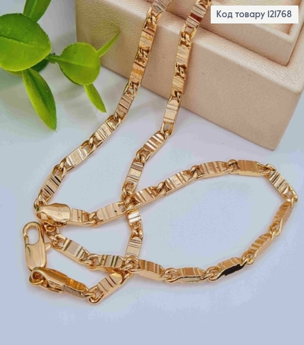 Цепочка плетения овальными пластинами, ширина 3мм, длина 50см, Xuping 18K. 121768 фото 1
