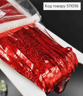 Фольгована шторка для фотозони, Червоного кольору з голограмою , 100*200 см 571056 фото