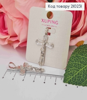 Крестик родованный, с распятием и камешками, размер 2*3,3см, Xuping 210231 фото