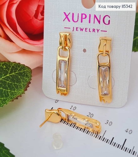 Серьги гвоздики, "застежка" с камешком 3см Xuping 18K 115342 фото 3