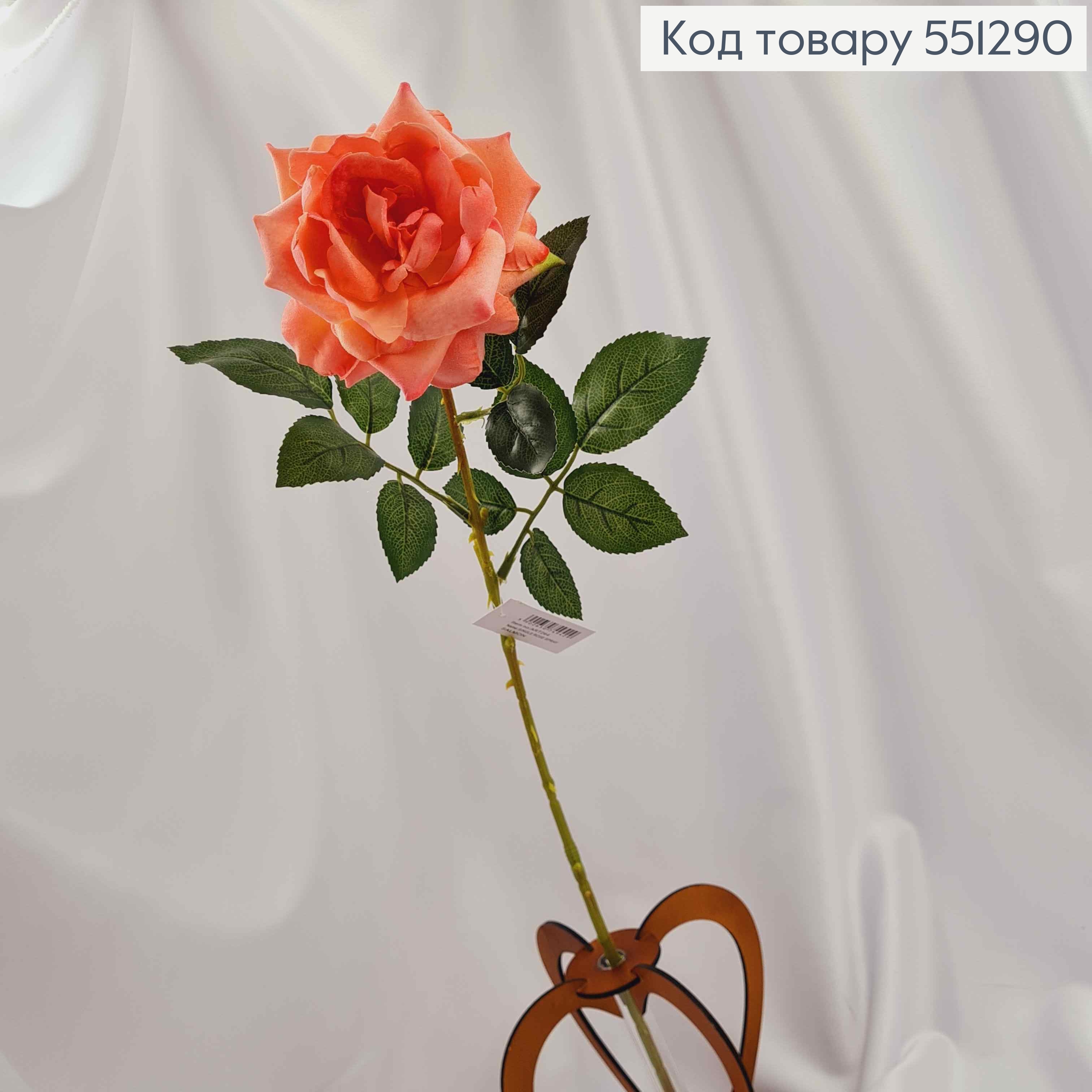 Штучна квітка, бархатна  Троянда 10см, ніжно ПЕРСИКОВА, композиція висотою 62см 551290 фото 2
