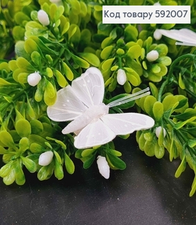 Флористическая заколка, Бабочка белого цвета, 4см,  Польша 592007 фото
