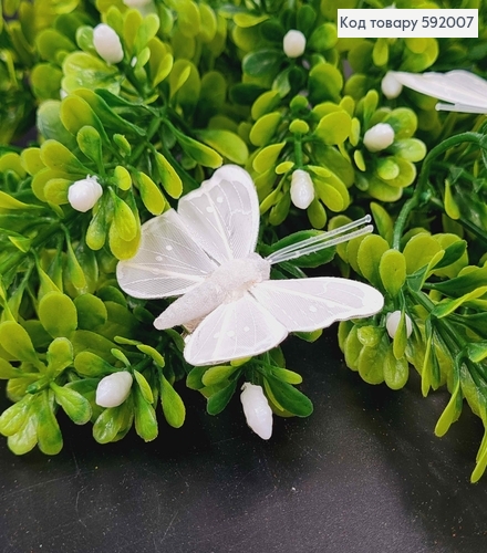 Флористическая заколка, Бабочка белого цвета, 4см,  Польша 592007 фото 1