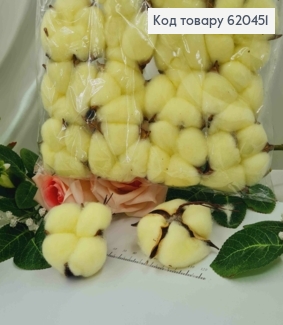Цветок Хлопка, Лимонного цвета, на стержне, 5,5см 620451 фото