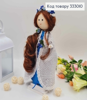Лялька ДІВЧИНКА,"З русявим волоссям" в довгому сірому кардигані, висота 32см,ручна робота, Україна 333010 фото
