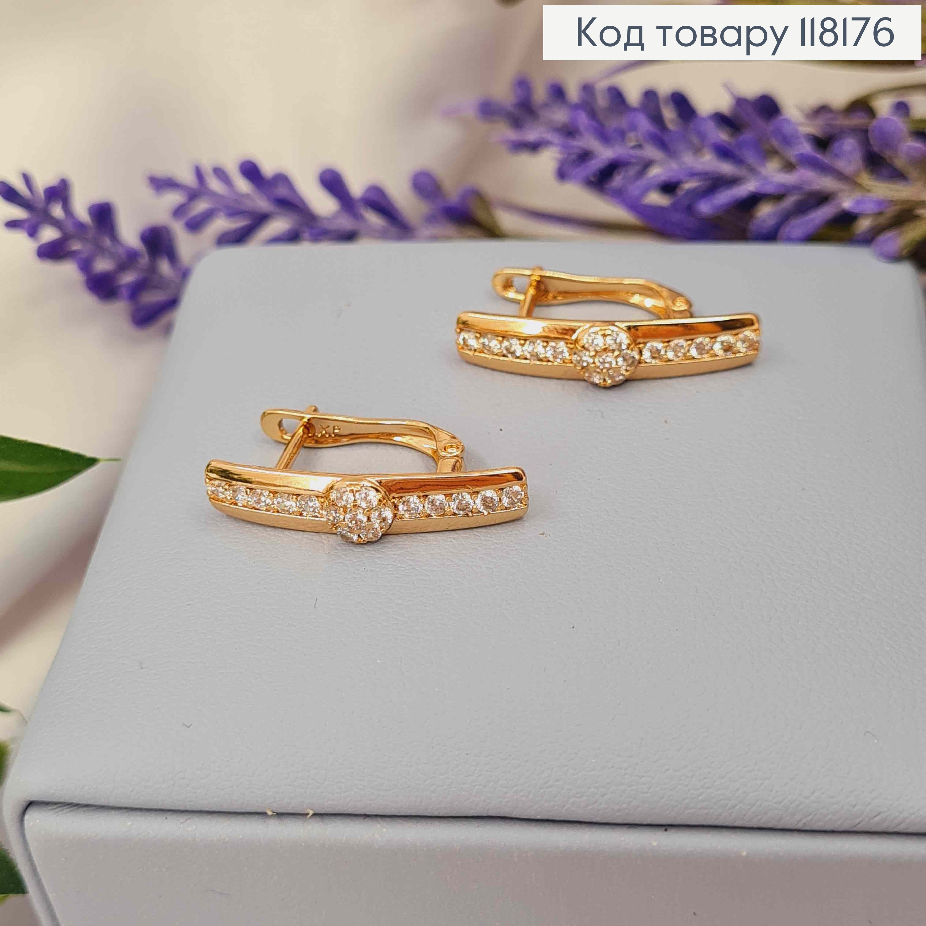 Серьги "Light" украшены Блестящими камешками, 2,2см, англ. заст., Xuping 18K 118176 фото 2