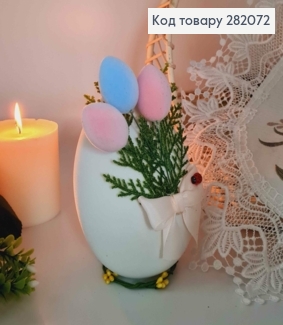 Пасхальная композиция, страусиное яйцо БЕЛОГО цвета, 15*10см 282072 фото