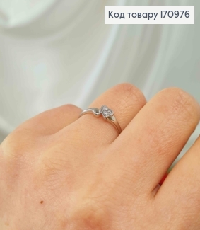 Перстень родований, тоненький з сердечком в камінчиках, Xuping 18K 170976 фото