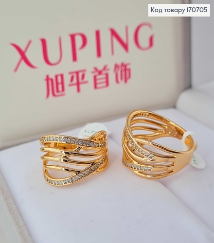 Перстень "Течія" з камінцями Xuping 18К 170705 фото 1