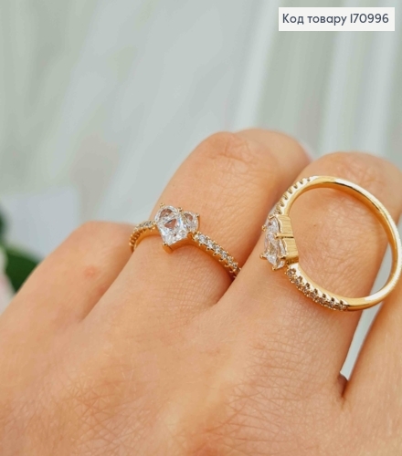 Перстень "Серце бажання" оздоблене камінцями, Xuping 18К 170996 фото 1
