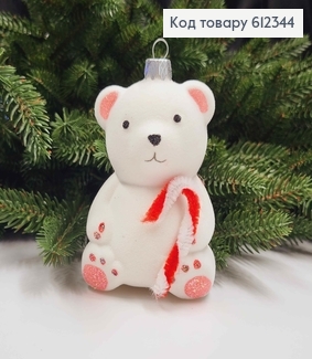 Новогодняя фигура Медвежонок, Бархат БЕЛЫЙ размер 10*7см, Украина 612344 фото