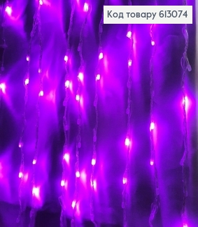 Гирлянда Водопад белая проволока 3*2 м 240 LED розовая 613074 фото