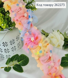 Резинки дитячі, фатинові бантики з трояндочкою, 20шт\уп. 262273 фото