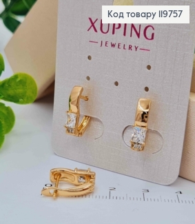 Серьги украшены Блестящими камешками, 1,4см, английская застежка, Xuping 18К 119757 фото