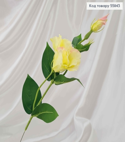 Штучна квітка, гілочка Еустоми, світло-салатового кольору, на металевому стержні, 47см 551143 фото 1