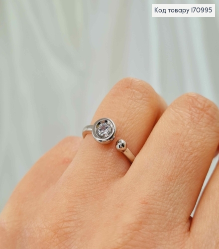 Перстень родований "Грація" з камінцем в оправі, Xuping 170995 фото 1