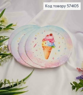Набор тарелок бумажных, с мороженым, 10шт/уп, 18см 574105 фото