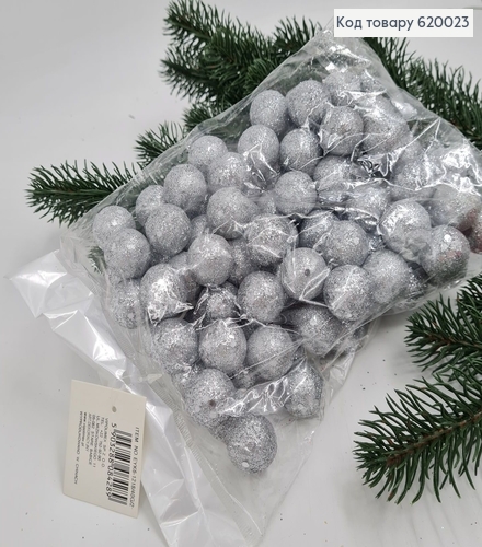 Набор шариков 2,5 см(+-100 шт) блеск серебро 620023 фото 1