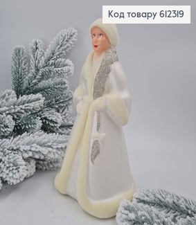Новогодняя фигура Снегурочка Белая большая, 26*14см, Украина 612319 фото