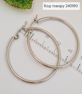Сережки родированые кольца 4см, Stainless Steel 240190 фото