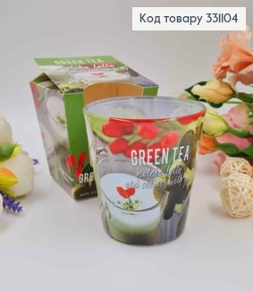 Аромасвічка стакан GREEN TEA, Matcha latle with cookies and goji berry, 115г/ 30год., Польща 331104 фото
