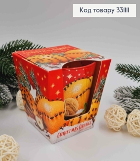 Аромасвічка стакан   CHRISTMAS ORANGE with CLOVES, 115г/ 30год., Польща 331111 фото