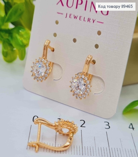 Сережки "Джейн" з Блискучим каменем,  1,6см, англійська застібка, Xuping 18К 119465 фото 2