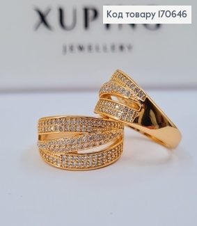 Перстень Елегантний з камінцями, Xuping 18K  170646 фото