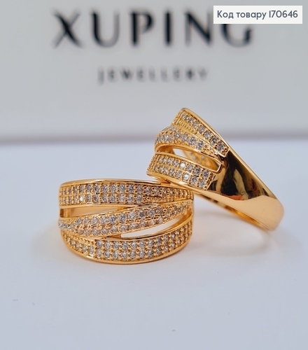Перстень Елегантний з камінцями, Xuping 18K  170646 фото 1