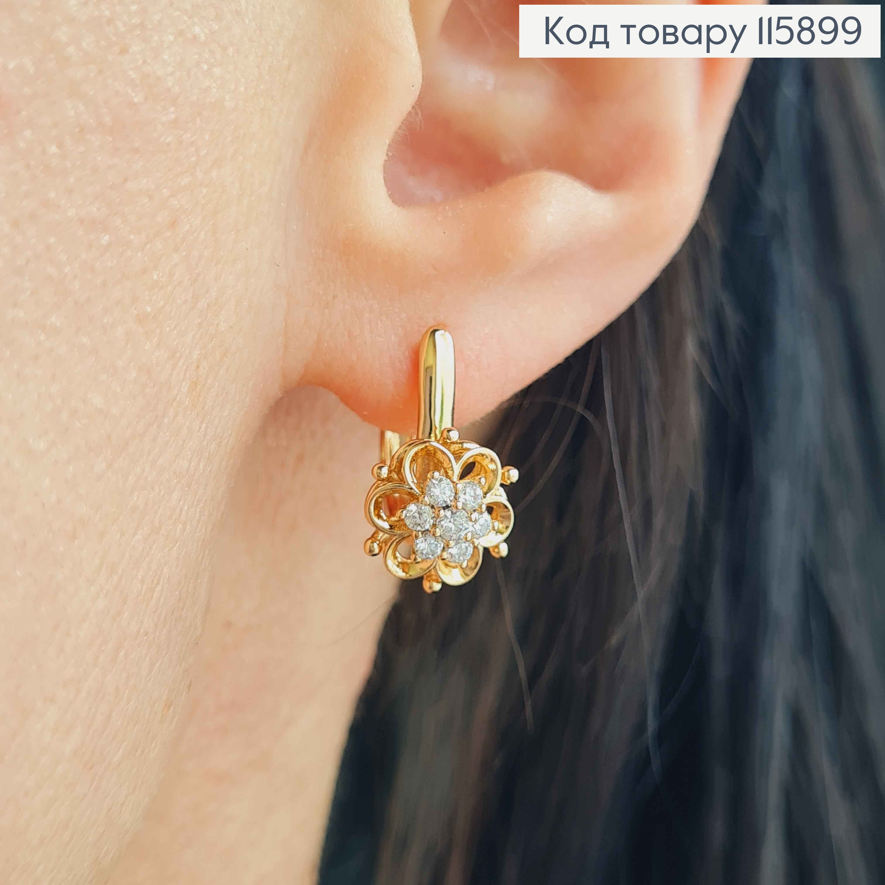 Серьги "Блатья" с камнями, англ. зам. Xuping 18K 115899 фото 2