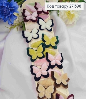 Набор детских заколок (20шт) Бабочки велюр, размер 4*3см, заколка тик-так 5,5см, ярких цветов 271398 фото