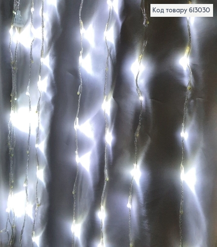 Гирлянда шторка белая проволока 5*0,6 м 150 LED белая холодная 613030 фото 1