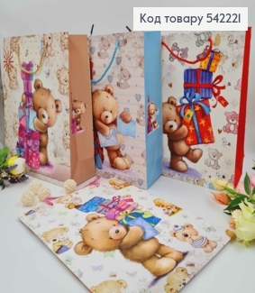 Пакет бумажный, "Медвежата с подарками", в ассорт. 32*26*10см 542221 фото