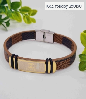 Браслет каучуковий з пластиною CHANEL, шир. 1см, довж. 21см, Stainless Steel 250130 фото