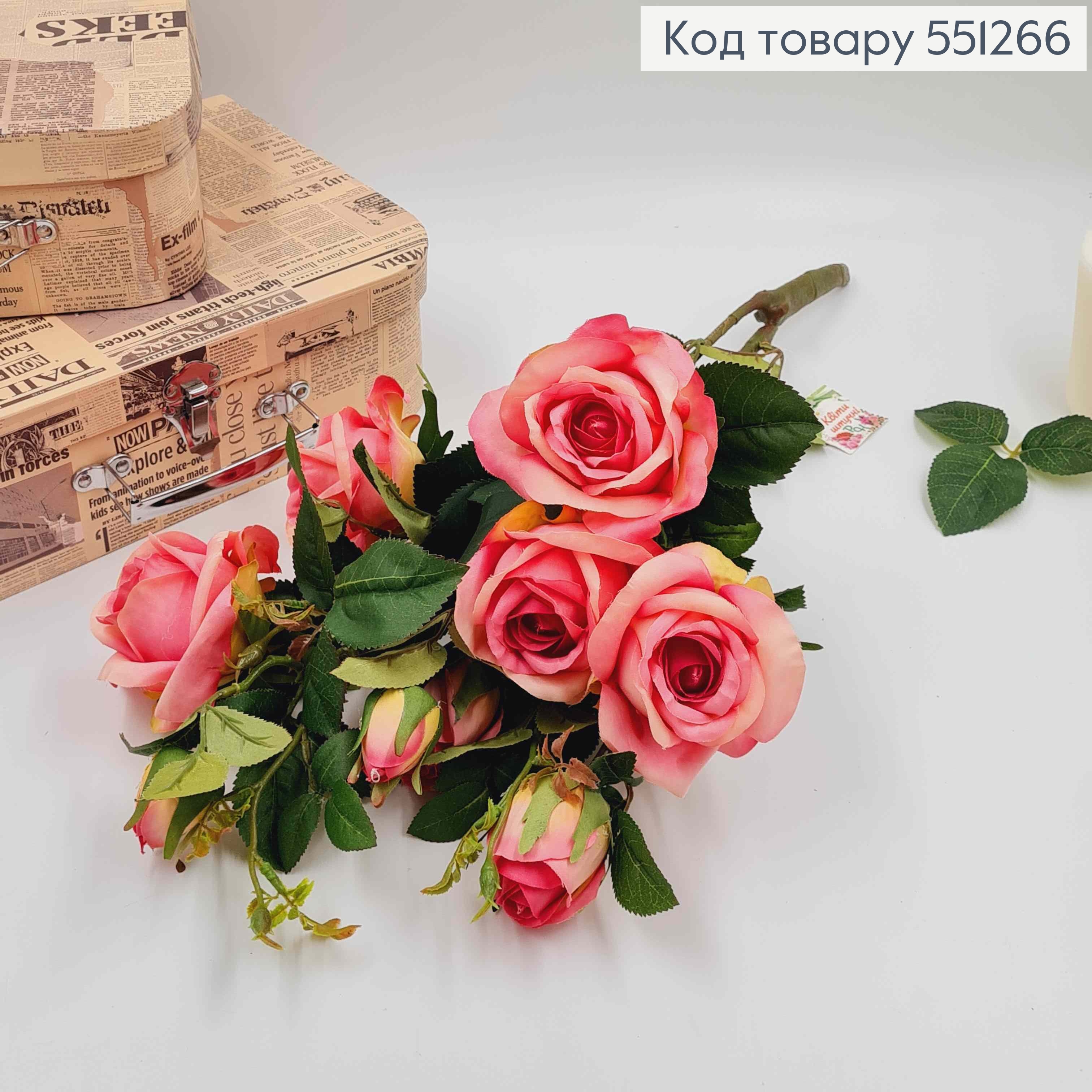 Композиція "Гілочка з РОЖЕВИМИ трояндами" висотою 55см (дуже гарні, як  живі) 551266 фото 2