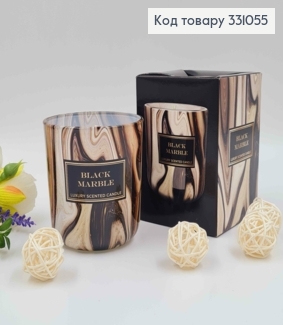 Аромасвічка стакан BLACK  MARBLE (luxury scented candle), 150г/30годин горіння, Польща 331055 фото