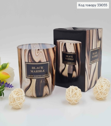Аромасвічка стакан BLACK  MARBLE (luxury scented candle), 150г/30годин горіння, Польща 331055 фото 1