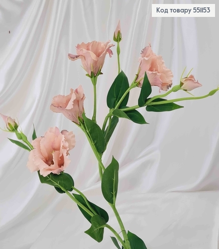 Штучна квітка Еустоми, ПУДРА, 4 квітки + 3 бутони, на металевому стержні, 82см 551153 фото 1