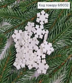 Набор снежинки белые деревянные д.2 см 20 шт. 619032 фото