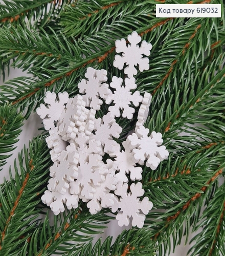 Набор снежинки белые деревянные д.2 см 20 шт. 619032 фото 1