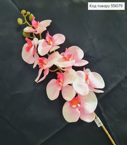 Искусственный цветок орхидеи светло розовой на металлическом стержне 95см 551079 фото 3